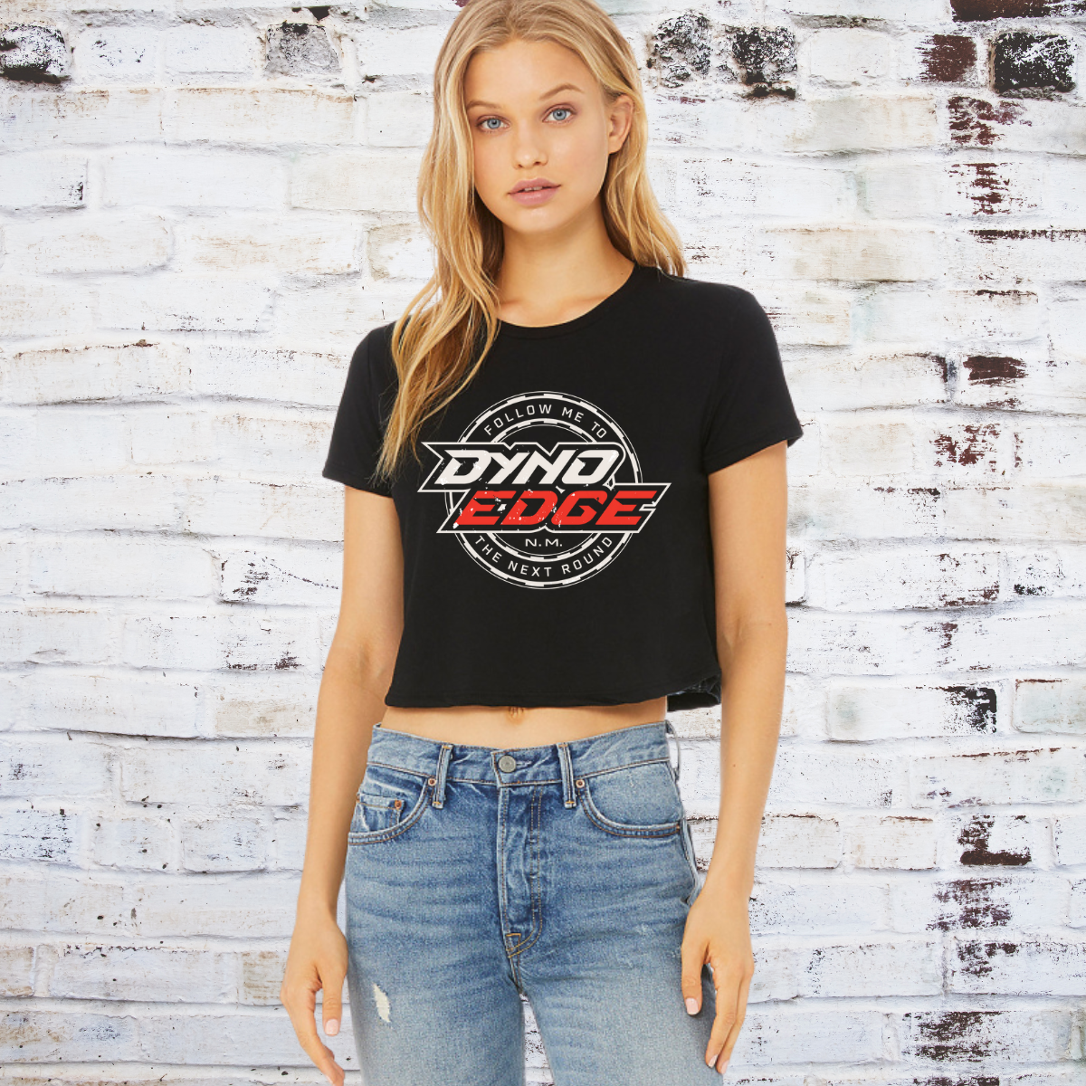 Women's Flowy Cropped Tee, Follow Me to the Next Round