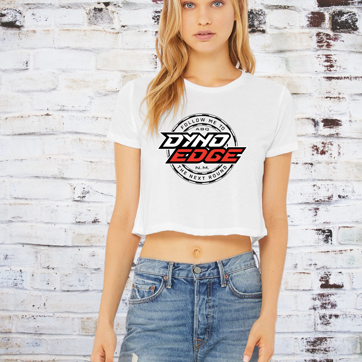 Women's Flowy Cropped Tee, Follow Me to the Next Round