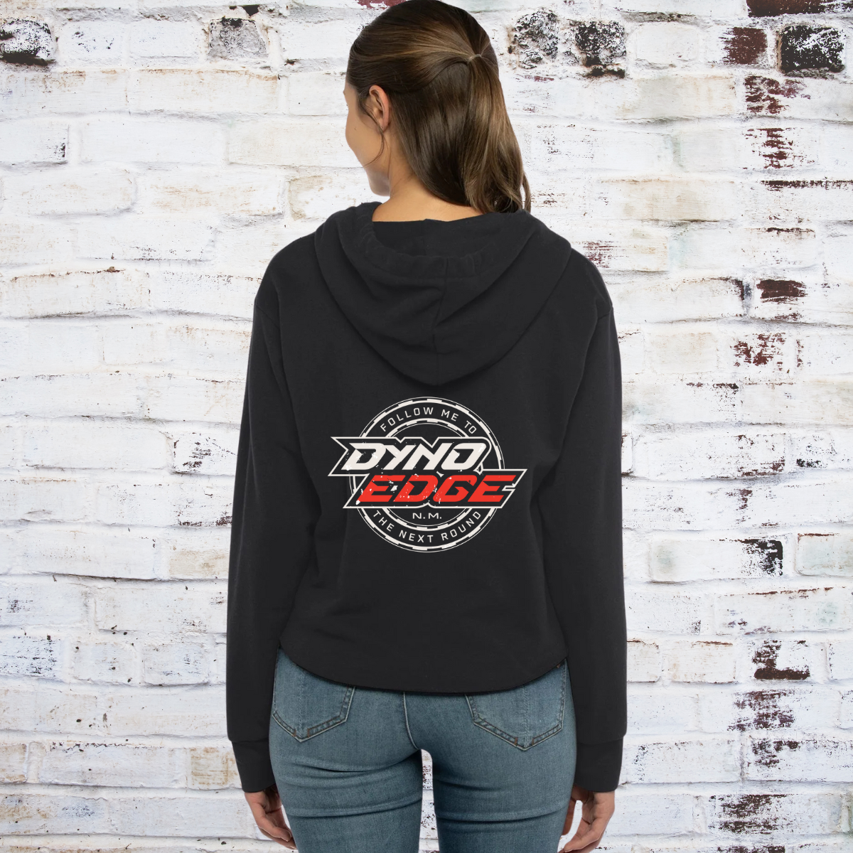 Women's Raw Edge Crop Hoodie, Follow Me to the Next Round