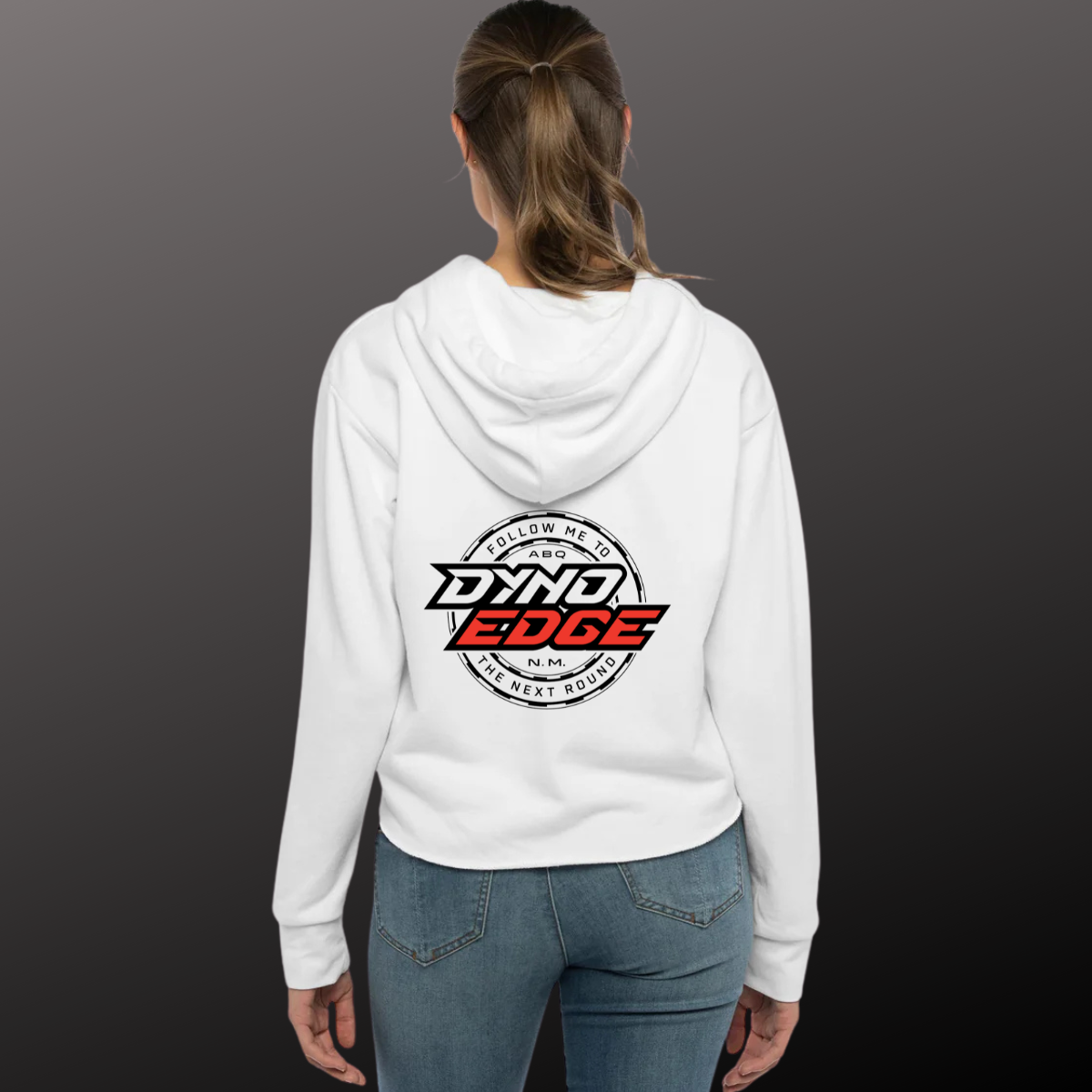 Women's Raw Edge Crop Hoodie, Follow Me to the Next Round