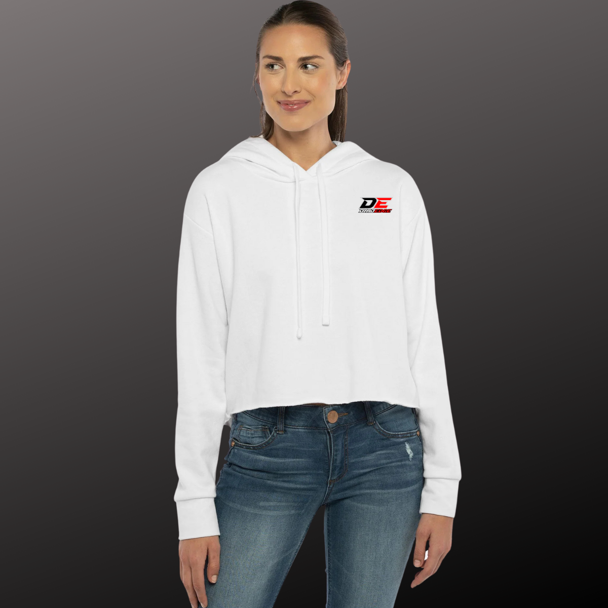 Women's Raw Edge Crop Hoodie, Follow Me to the Next Round