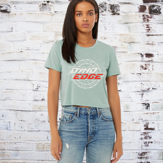 Women's Flowy Cropped Tee, Follow Me to the Next Round